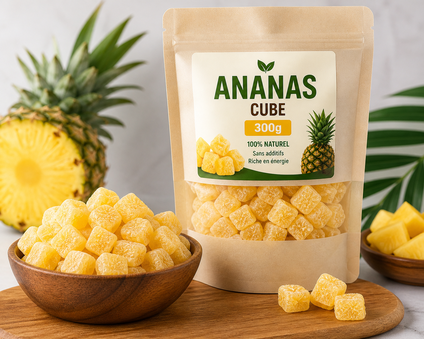 Ananas séché en cubes 300g