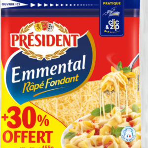 Emmental râpé Président 455g (+30% offert)